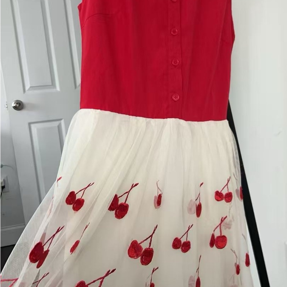Cherry Delight Red and White Kids Dress